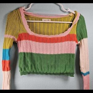 L.A. Hearts Colorful Scoop Neck Cropped Sweater Size XS